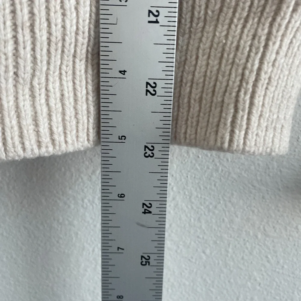 Madewell Ruffle-Neck Pullover Sweater Women XS Ribbed Knit Cotton-Merino Yarn